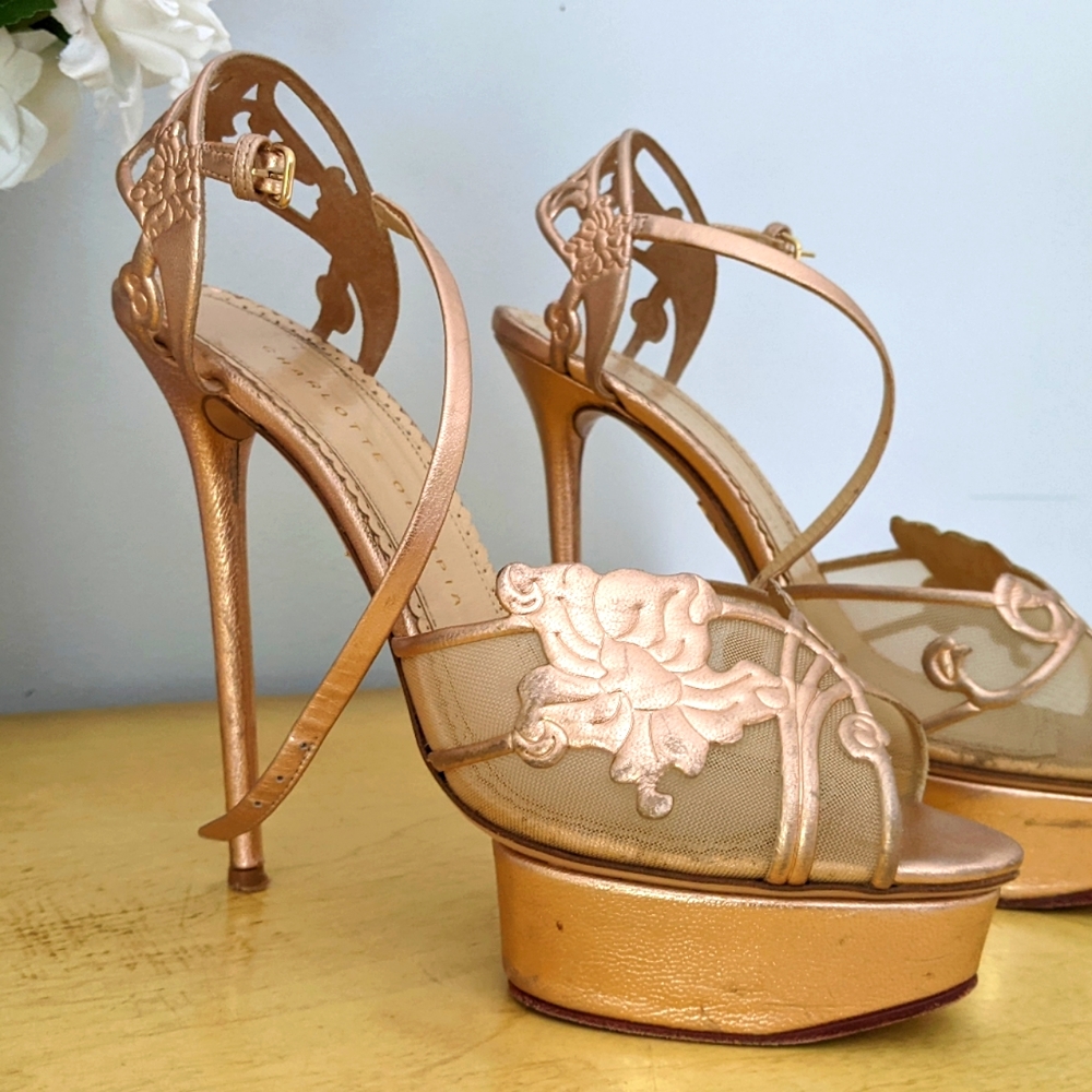 Charlotte Olympia rose gold sandals